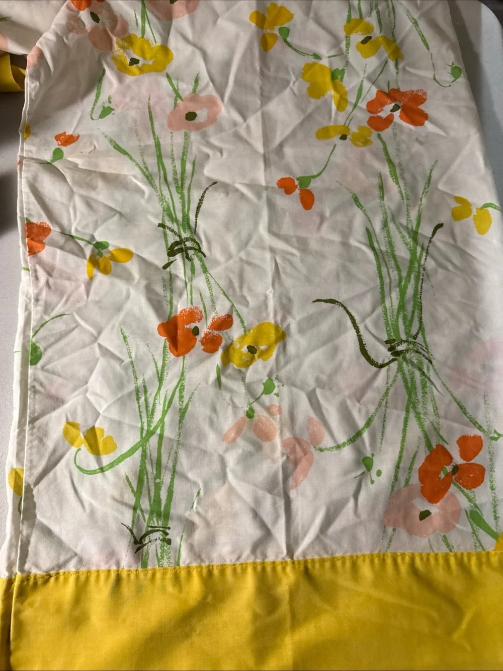 Vtg standard floral set of 2 Yellow Floral Stripe Decorative Pillow Cover